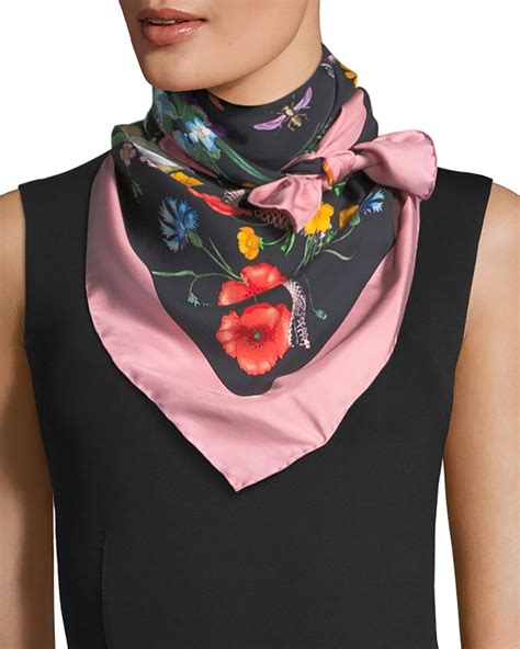 gucci floral print silk scarf|gucci scarf unisex.